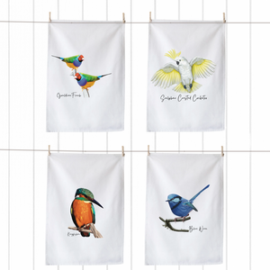 Colourful Aussie Birds Tea Towels – Set of 4