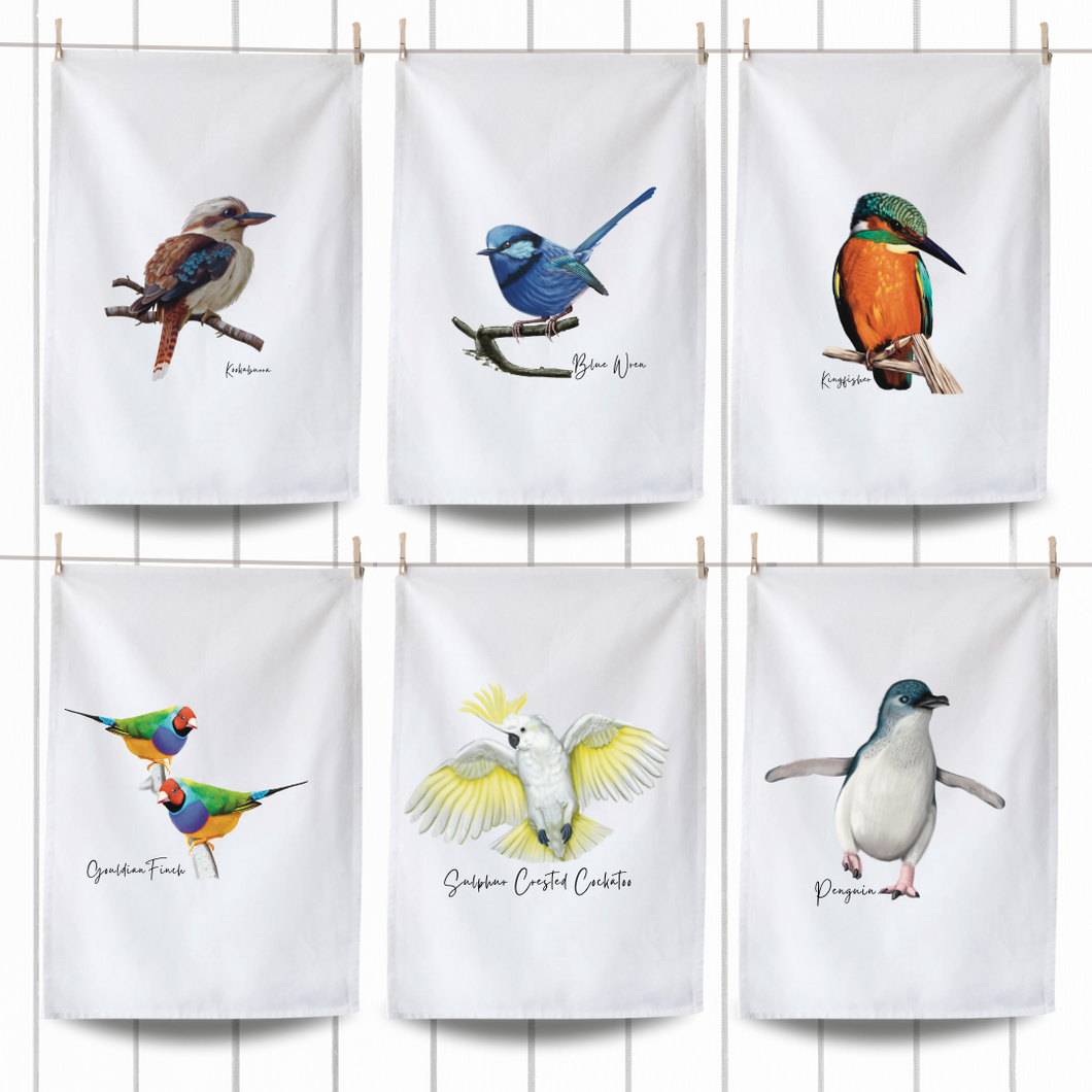 Australian Native Birds Tea Towels – Set of 6