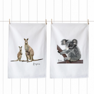 Australiana Icons Tea Towels – Kangaroo & Koala Set