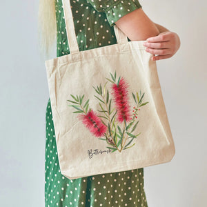 Australian Native Flower Design, Perfect Gift Idea - Red Bottlebrush Tote Bag & Scarf Set