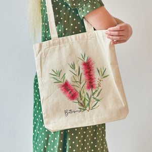 AGCB1000: Red: Bottlebrush Cotton Tote Bag