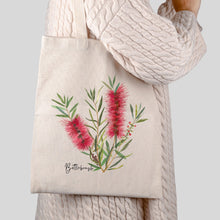 Load image into Gallery viewer, AGCB1000: Red: Bottlebrush Cotton Tote Bag
