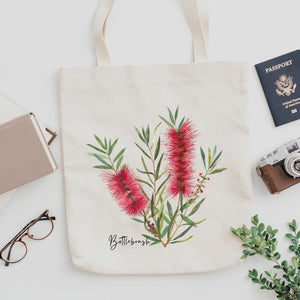 AGCB1000: Red: Bottlebrush Cotton Tote Bag