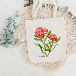 AGCB1001: Waratah Cotton Tote Bag