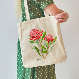 AGCB1001: Waratah Cotton Tote Bag