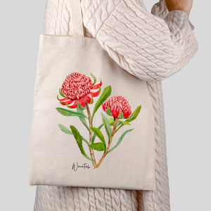 AGCB1001: Waratah Cotton Tote Bag