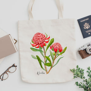 AGCB1001: Waratah Cotton Tote Bag