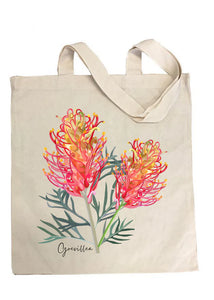 Australian Native Grevillea Flower Tote Bag and Scarf Set | Beige