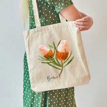 Load image into Gallery viewer, Australian Native Flower Design, Unique Gift for Nature Lovers - Banksia Tote Bag &amp; Scarf Set | Navy
