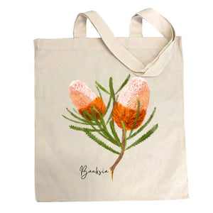 Australian Native Flower Design, Unique Gift for Nature Lovers - Banksia Tote Bag & Scarf Set | Navy