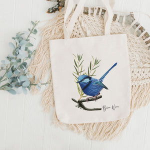 AGCB1011: Blue Wren Cotton Tote Bag