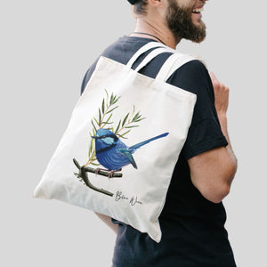 AGCB1011: Blue Wren Cotton Tote Bag