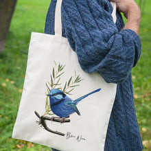 Load image into Gallery viewer, AGCB1011: Blue Wren Cotton Tote Bag
