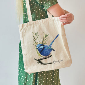 AGCB1011: Blue Wren Cotton Tote Bag