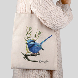 AGCB1011: Blue Wren Cotton Tote Bag