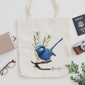 AGCB1011: Blue Wren Cotton Tote Bag