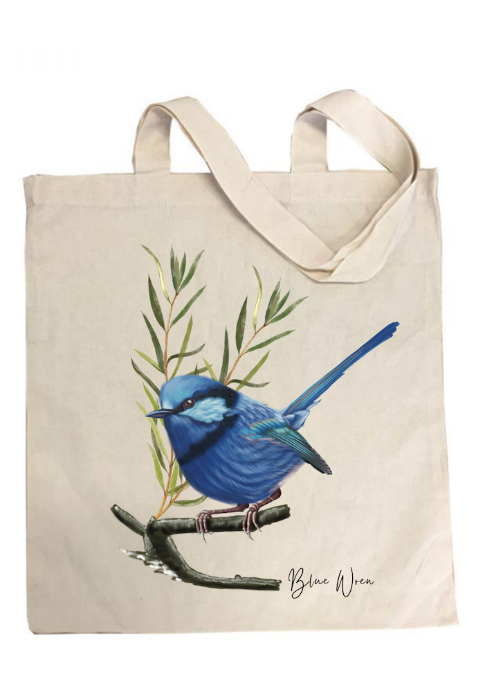 AGCB1011: Blue Wren Cotton Tote Bag