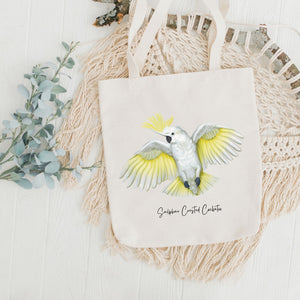 AGCB1012: Sulphur Crested Cockatoo Cotton Tote Bag