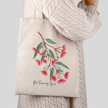 Load image into Gallery viewer, Crimson Blaze Red Flowering Gum Scarf &amp; Tote Bag Set | White
