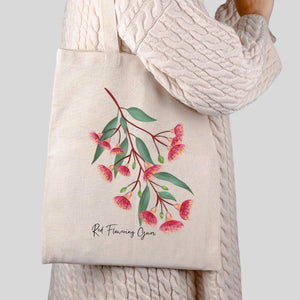 Crimson Blaze Red Flowering Gum Scarf & Tote Bag Set | White