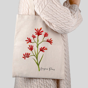 AGCB1016: Kangaroo Paws Cotton Tote Bag