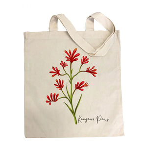 Australian Native Flower Kangaroo Paws Tote Bag & Scarf Set | Navy