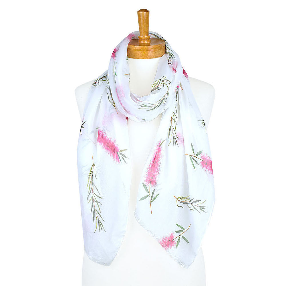 AGCS1003: Pink: Bottlebrush Flower Scarf