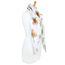 Load image into Gallery viewer, AGCS1005: White: Banksia Flower Scarf
