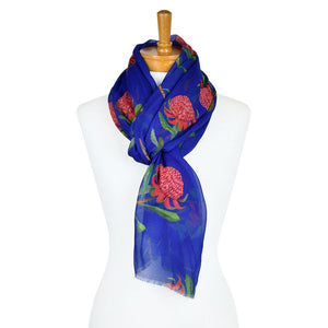 AGCS1006: Navy: Waratah Flower Scarf