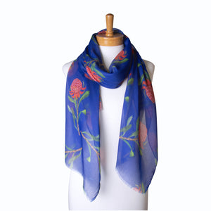 AGCS1006: Navy: Waratah Flower Scarf