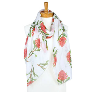 Perfect Gift for Any Occasion - Waratah White Scarf & Tote Bag | White