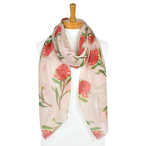 Perfect Gift for Any Occasion - Waratah Beige Scarf & Tote Bag