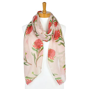 AGCS1008: Beige: Waratah Flower Scarf