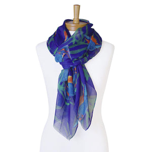 AGCS1010: Navy: Kingfisher Bird Scarf