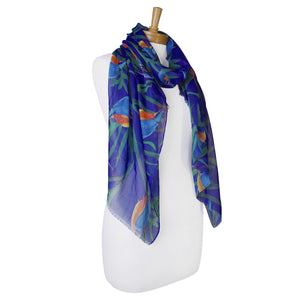 AGCS1010: Navy: Kingfisher Bird Scarf