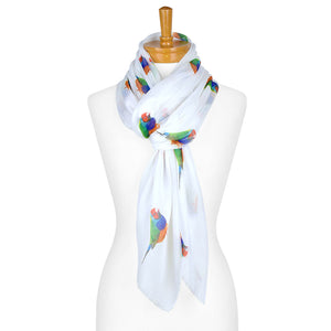 AGCS1012: White: Gouldian Finch Bird Scarf