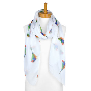 AGCS1012: White: Gouldian Finch Bird Scarf