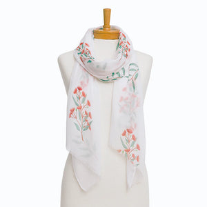 Crimson Blaze Red Flowering Gum Scarf & Tote Bag Set | White