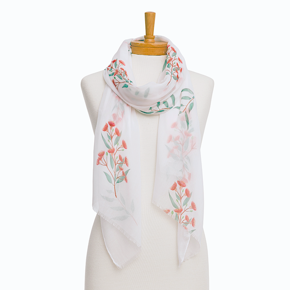 AGCS1014: White: Red Flowering Gum Scarf