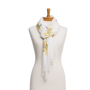 AGCS1015: White: Golden Wattle Scarf