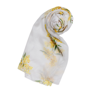 AGCS1015: White: Golden Wattle Scarf