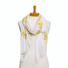 Load image into Gallery viewer, Warmth &amp; Joy Golden Wattle Scarf &amp; Tote Bag Set | White
