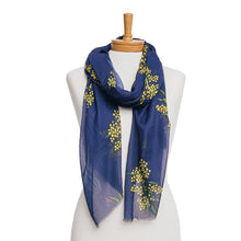 Load image into Gallery viewer, Warmth &amp; Joy Golden Wattle Scarf &amp; Tote Bag Set | Navy
