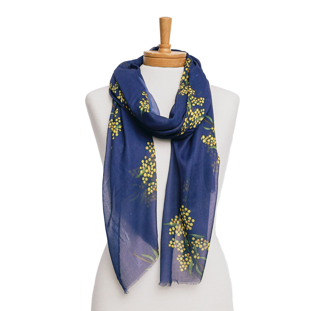 AGCS1016: Navy: Golden Wattle Scarf