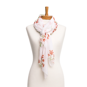 AGCS1017: White: Kangaroo Paws Scarf