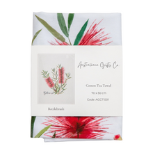 Load image into Gallery viewer, AGCT1001: Red: Bottlebrush Tea Towel
