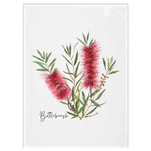 AGCT1001: Red: Bottlebrush Tea Towel