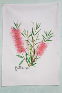 AGCT1002: Pink: Bottlebrush Tea Towel