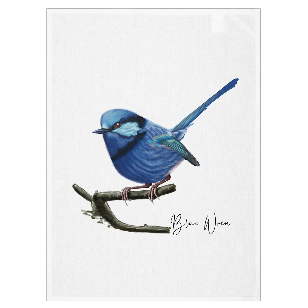 AGCT1014: Blue Wren Tea Towel