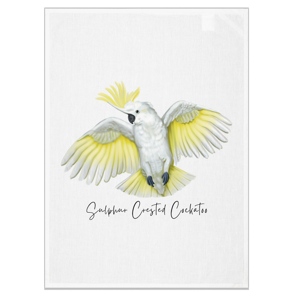 AGCT1018: Sulphur Crested Cockatoo Tea Towel